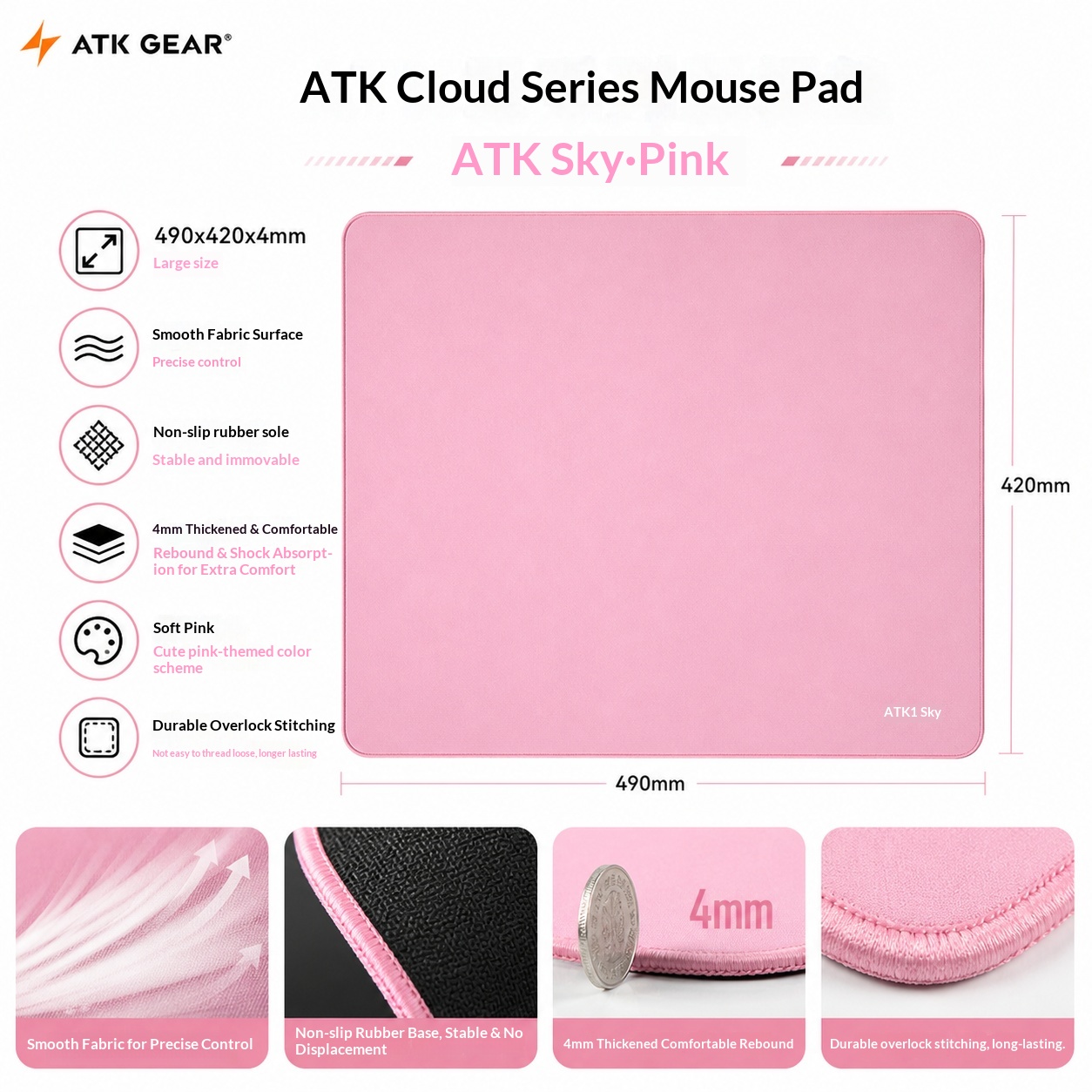 ATK Sky Pink Large Gaming Mous - Pc Gaming Pink ulasan dan harga
