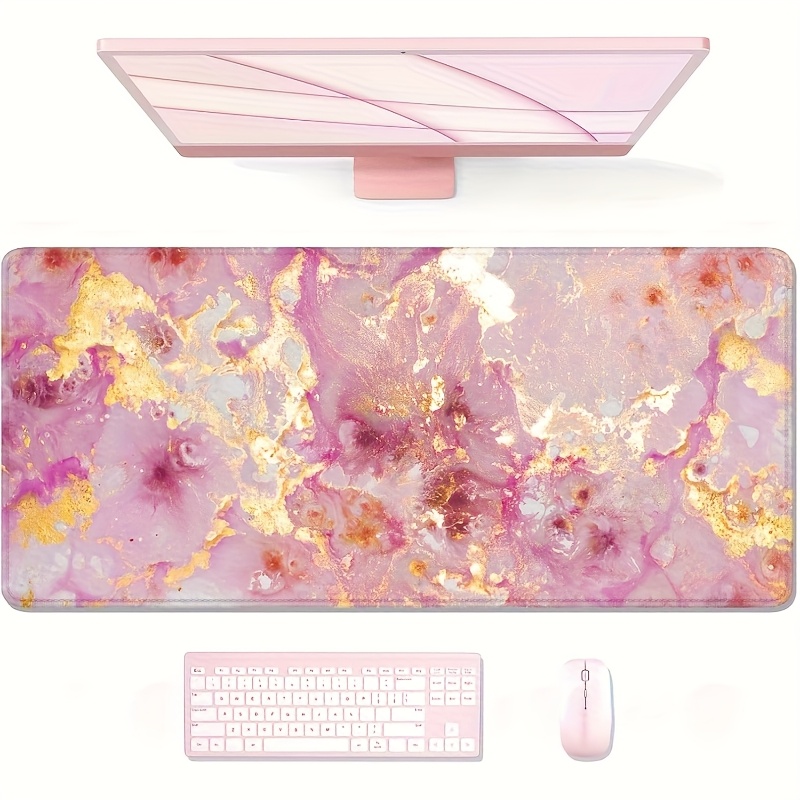 Large Pink Marble Desk Mat Rub - Pc Gaming Pink ulasan dan harga