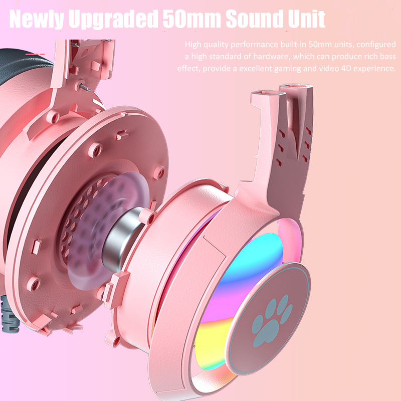 Cute Cat Ear Gaming Headphones - Pc Gaming Pink ulasan dan harga