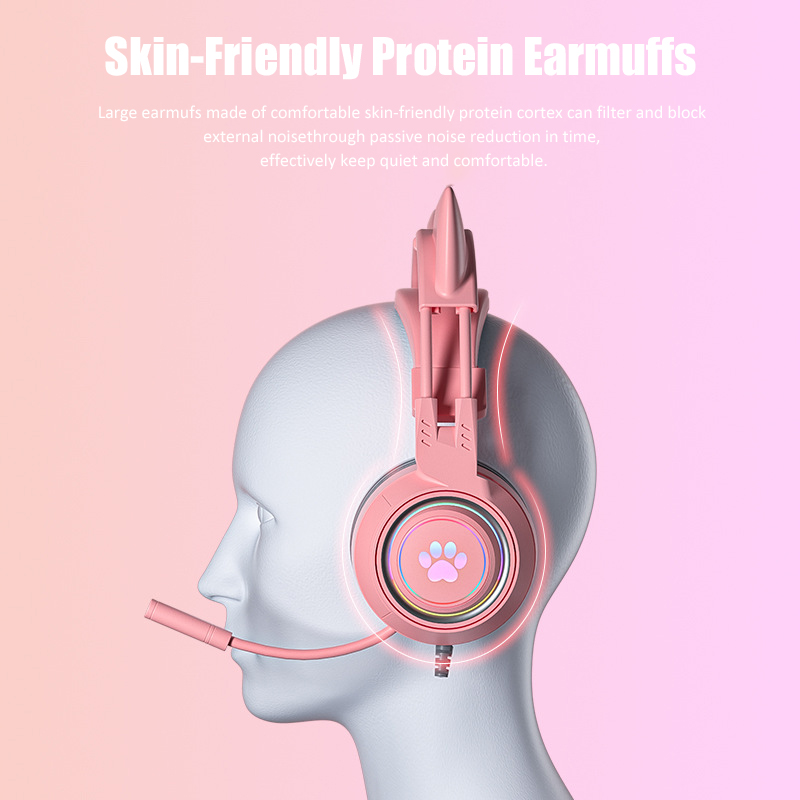 Cute Cat Ear Gaming Headphones - Pc Gaming Pink ulasan dan harga